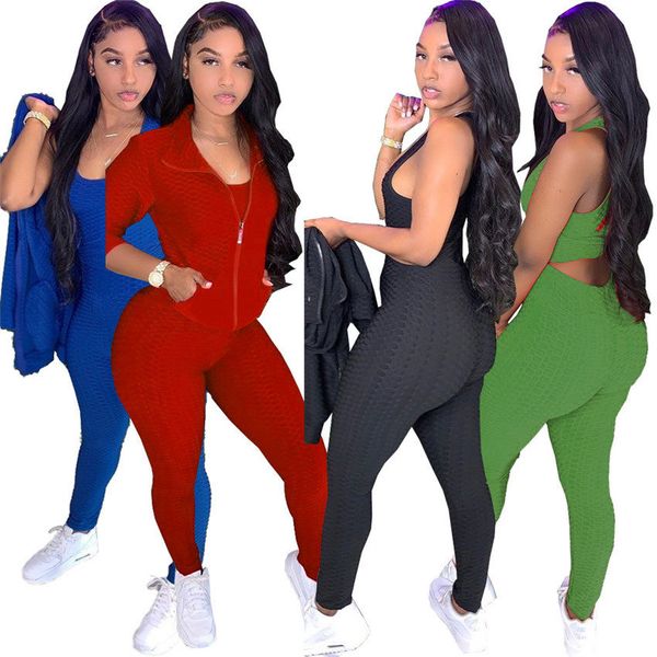 women 3 pieces clothing set full sleeve zipper jackets tank + pants + coat outfit elegant ladies sports suit fish scale overalls f92907, White
women 3 pieces clothing set full sleeve zipper jackets tank + pants + coat outfit elegant ladies sports suit fish scale overalls f92907, White