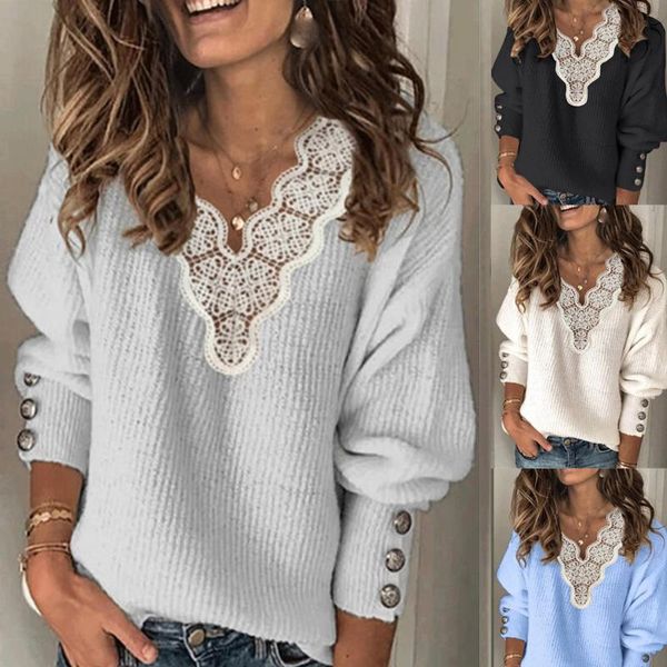 women's knitted button casual 2020 winter batik patchwork lace v neck lacy printed long sleeves sweater, White;black
women's knitted button casual 2020 winter batik patchwork lace v neck lacy printed long sleeves sweater, White;black