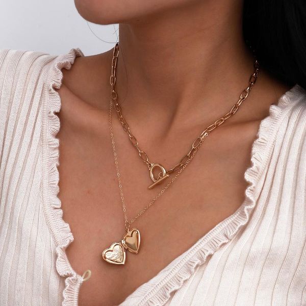 pendant necklaces heart signet charm open link chain paper clip women fashion necklace gold jewelry 2021, Silver
pendant necklaces heart signet charm open link chain paper clip women fashion necklace gold jewelry 2021, Silver