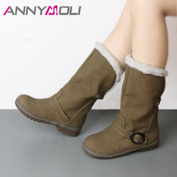 annymoli mid calf boots snow boots women winter buckle plush warm ladies autumn shoes brown black large size 34-46
annymoli mid calf boots snow boots women winter buckle plush warm ladies autumn shoes brown black large size 34-46