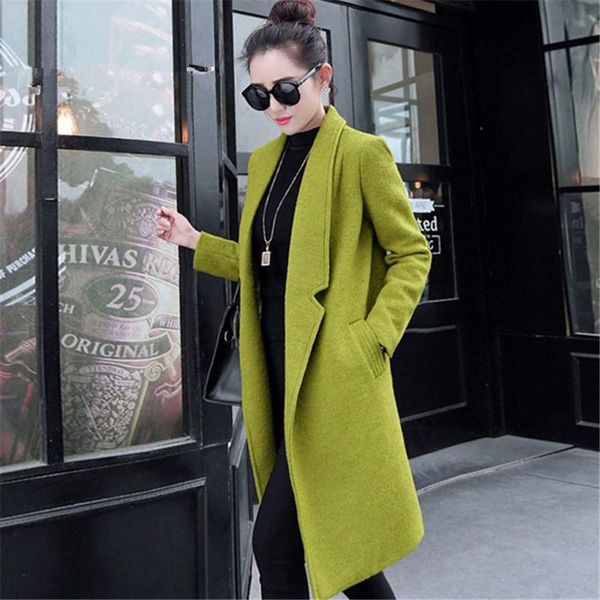 korean style casual fashion plus size women long coat slim fit woolen green coat 2020, Black
korean style casual fashion plus size women long coat slim fit woolen green coat 2020, Black