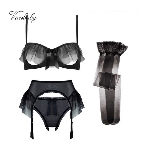 varsbaby ruffles 4pcs bras+panties+garters+stockings yarn transparent unlined s l xl underwear set y200708, Red;black
varsbaby ruffles 4pcs bras+panties+garters+stockings yarn transparent unlined s l xl underwear set y200708, Red;black