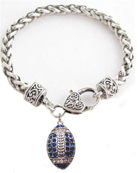 link, chain 2pcs/set rhodium plated zinc studded with sparkling crystal football multi-color pendant bracelet, Black
link, chain 2pcs/set rhodium plated zinc studded with sparkling crystal football multi-color pendant bracelet, Black