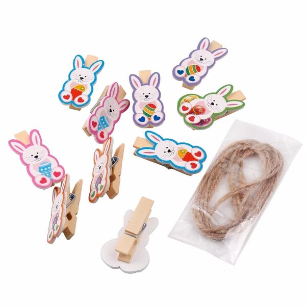 fengrise 10pcs easter bunny p clip happy easter decorations for home diy wooden picture frame birthday decorations for kids bbyipe