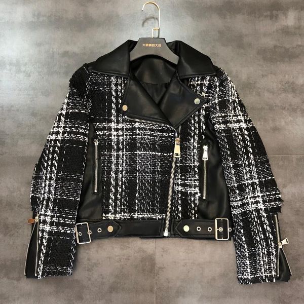 2020 autumn thick line fangla chain design lapel locomotive style short jacket leather jacket, Black;brown
2020 autumn thick line fangla chain design lapel locomotive style short jacket leather jacket, Black;brown