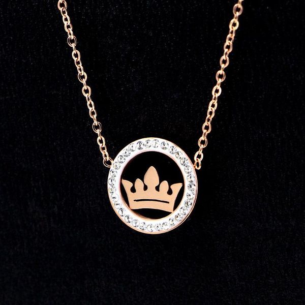 fashion jewelry women necklace stainless steel with rhinestones crown round pendant necklace 1.3cm wide girl gift ing, Silver
fashion jewelry women necklace stainless steel with rhinestones crown round pendant necklace 1.3cm wide girl gift ing, Silver