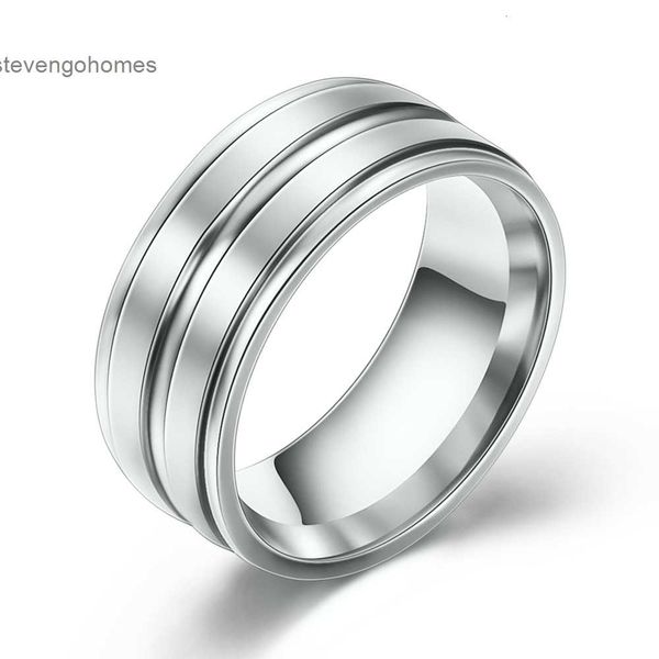 titanium steel 8mm double frosted stainless ring for men and women, Silver