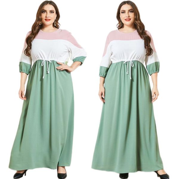 color block patchwork long dress casual loose muslim women arab jilbab abaya plus size 3/4 sleeve middle east drawstring fashion, Red
color block patchwork long dress casual loose muslim women arab jilbab abaya plus size 3/4 sleeve middle east drawstring fashion, Red