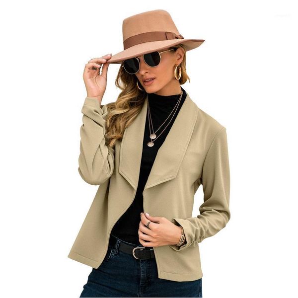 women coat long sleeve irregular suit solid color v neck pleated cuffs defined waist decoration slim coat comfortable fabric1, Black;brown
women coat long sleeve irregular suit solid color v neck pleated cuffs defined waist decoration slim coat comfortable fabric1, Black;brown
