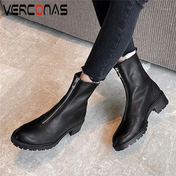 verconas concise fashion woman genuine leather ankle boots 2020 autumn winter new front zipper shoes woman platform casual boots1, Black
verconas concise fashion woman genuine leather ankle boots 2020 autumn winter new front zipper shoes woman platform casual boots1, Black