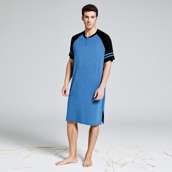 men's summber cotton long t-shirt henley sleepshirt short sleeve nightwear big & tall plus size comfy housewear pajamas, White;black
men's summber cotton long t-shirt henley sleepshirt short sleeve nightwear big & tall plus size comfy housewear pajamas, White;black