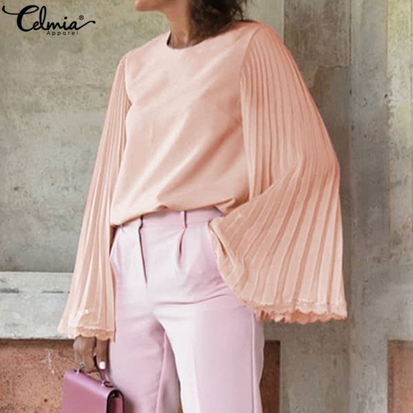 s-5xl celmia women fashion lace blouse long flare sleeve casual chiffon shirt lady elegant pleated office blusas plus size 7 y200828, White
s-5xl celmia women fashion lace blouse long flare sleeve casual chiffon shirt lady elegant pleated office blusas plus size 7 y200828, White