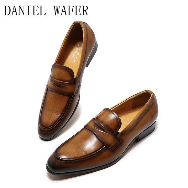 men dress shoes genuine leather penny slip-on loafer formal shoes office business black brown footwear
men dress shoes genuine leather penny slip-on loafer formal shoes office business black brown footwear