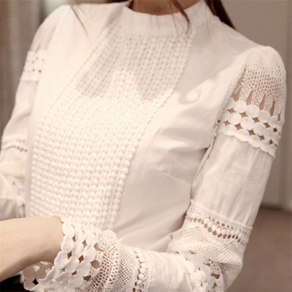 lace chiffon blouse women shirt plus size casual ladies long sleeve womens and blouses s-5xl hook flower hollow y200828, White
lace chiffon blouse women shirt plus size casual ladies long sleeve womens and blouses s-5xl hook flower hollow y200828, White