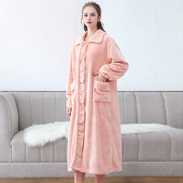 2021 new fall long winter flannel plus thick sleepwear turn down female casual collar loose night ki6g, White
2021 new fall long winter flannel plus thick sleepwear turn down female casual collar loose night ki6g, White