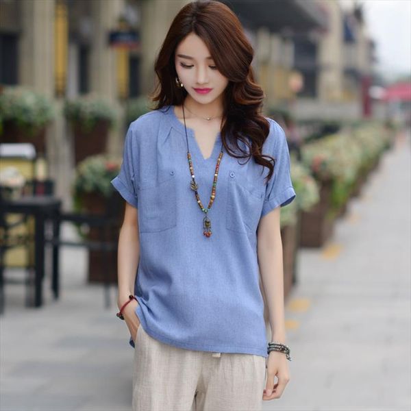 2020 new short sleeve tshirt summer womens loose plus size t shirt solid all match linen t shirts s 3xl, White
2020 new short sleeve tshirt summer womens loose plus size t shirt solid all match linen t shirts s 3xl, White