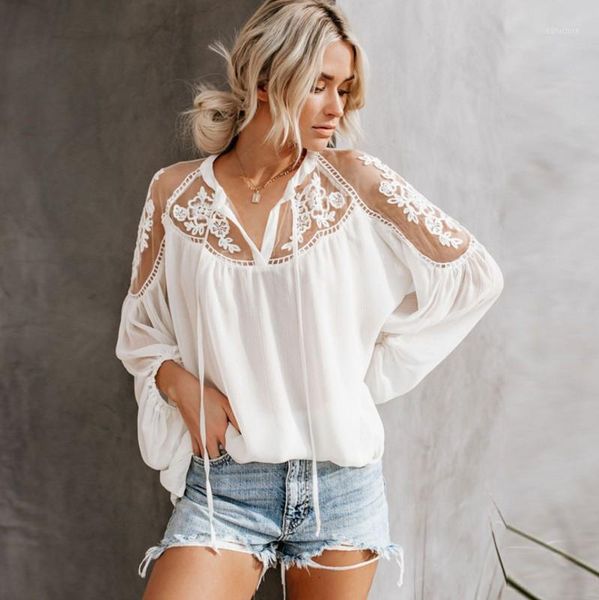 european and american-style loose and plus-sized women's clothing selling selling transparent chiffon blouse round1, White
european and american-style loose and plus-sized women's clothing selling selling transparent chiffon blouse round1, White