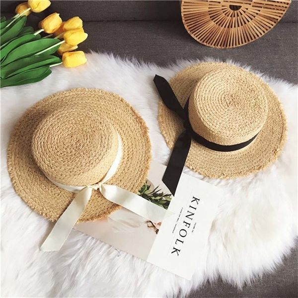 women summer beach raffia sunhat with ribbon bow raffia hat temperament flat straw hats women's boater sunhat raffia sun hat y200714, Blue;gray
women summer beach raffia sunhat with ribbon bow raffia hat temperament flat straw hats women's boater sunhat raffia sun hat y200714, Blue;gray