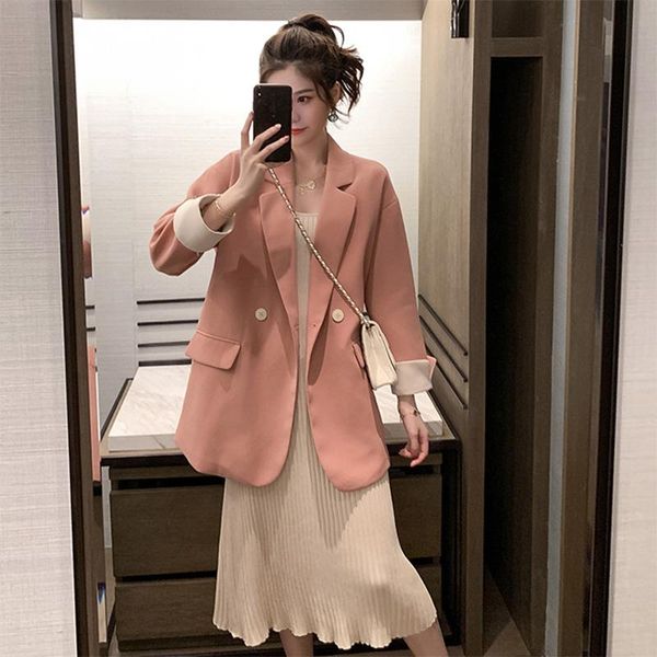 women's suits & blazers fashion pink/black blazer for lady office double-breasted jacket women autumn pockets oversized korean style st, White;black
women's suits & blazers fashion pink/black blazer for lady office double-breasted jacket women autumn pockets oversized korean style st, White;black