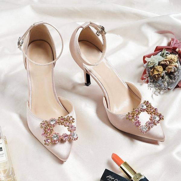 bridal wedding sandals women high heels champagne color crystal diamond satin material ankle strap bridesmaid shoes y200405, Black
bridal wedding sandals women high heels champagne color crystal diamond satin material ankle strap bridesmaid shoes y200405, Black