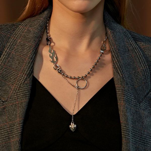 chains hollow flame heart double necklace for women punk silver color beads chain pendant neck hip hop fashion trend jewelry 2021
chains hollow flame heart double necklace for women punk silver color beads chain pendant neck hip hop fashion trend jewelry 2021