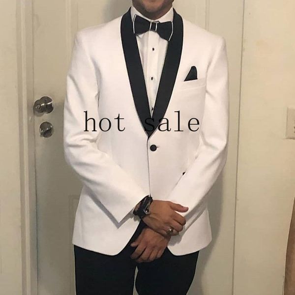 white groom tuxedos for wedding party slim fit mens suit with shawl lapel two piece male suit jacket pants prom latest style, White;black
white groom tuxedos for wedding party slim fit mens suit with shawl lapel two piece male suit jacket pants prom latest style, White;black