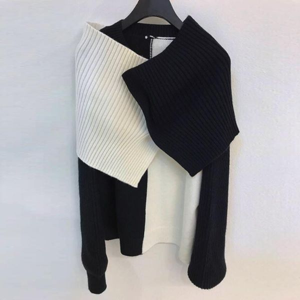 superaen 2021 autumn and winter new loose pullover patchwork fake two-piece sweater women's knitted bottoming, White;black
superaen 2021 autumn and winter new loose pullover patchwork fake two-piece sweater women's knitted bottoming, White;black