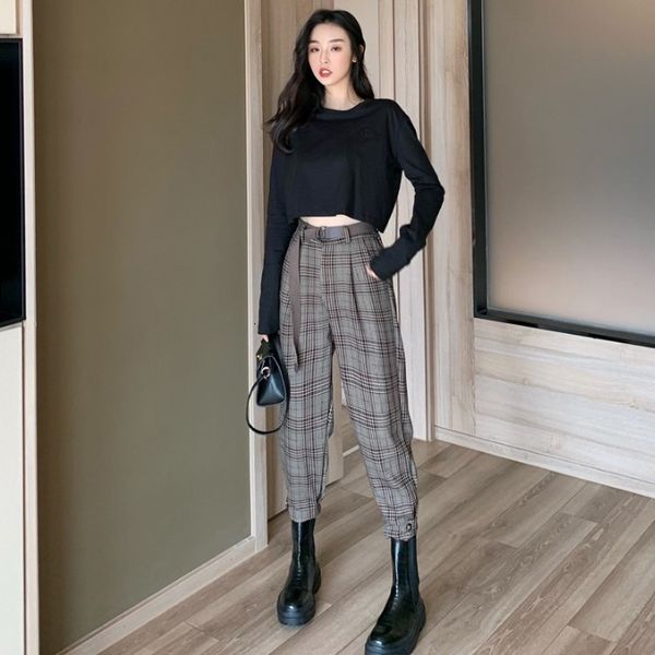 2020 autumn new loose high waisted slim corset harun radish capris plaid casual pants for women
2020 autumn new loose high waisted slim corset harun radish capris plaid casual pants for women