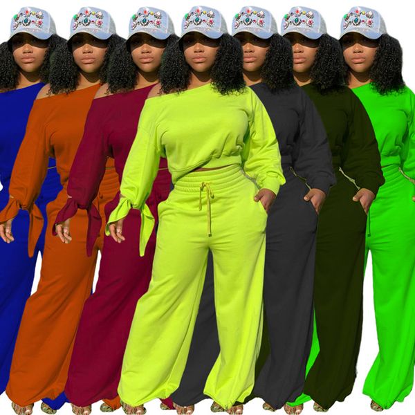 s-3xl women tracksuit autumn winter fleeced long sleeve knots outfit solid off shoulder sweatshirt slacks trousers suit e92901, White
s-3xl women tracksuit autumn winter fleeced long sleeve knots outfit solid off shoulder sweatshirt slacks trousers suit e92901, White