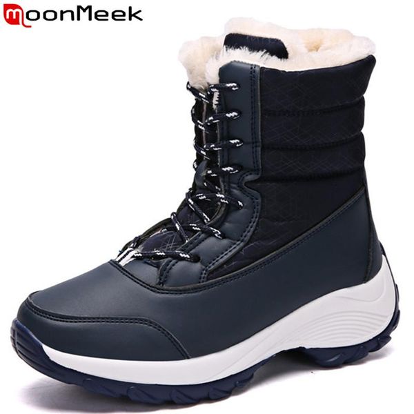 moonmeek fashion snow boots women round toe lace up ladies ankle boots flat platform shoes winter big size 35-43, Black
moonmeek fashion snow boots women round toe lace up ladies ankle boots flat platform shoes winter big size 35-43, Black