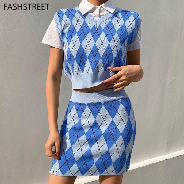 women's tracksuits fashstreet fashion argyle plaid knitted vest and mini skirt 2 piece set women casual street vintage style bodycon sw, Gray
women's tracksuits fashstreet fashion argyle plaid knitted vest and mini skirt 2 piece set women casual street vintage style bodycon sw, Gray