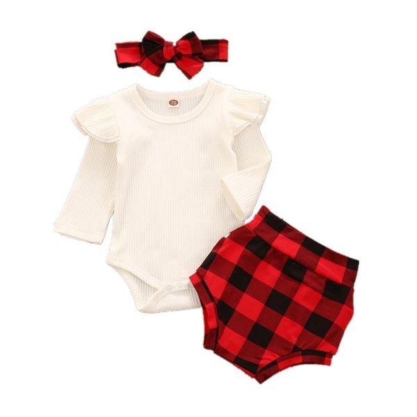newborn baby girls 3-piece outfit set long sleeve romper+plaid shorts+headband set soft and omfortable breathable suit, White
newborn baby girls 3-piece outfit set long sleeve romper+plaid shorts+headband set soft and omfortable breathable suit, White