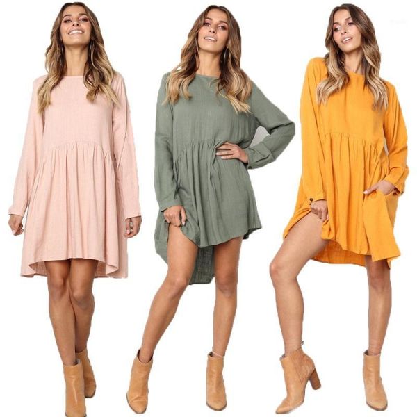 casual dresses summer dress women 2021 solid o-neck long sleeve cotton linen pleated female elegant beach party vestidos1, Black;gray
casual dresses summer dress women 2021 solid o-neck long sleeve cotton linen pleated female elegant beach party vestidos1, Black;gray