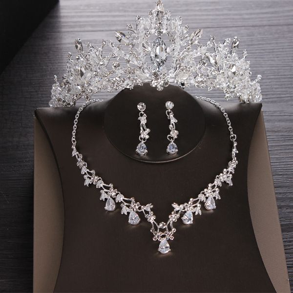 hair bridal headdress crown white wedding dress accessories korean luxury atmosphere necklace earrings three piece set, Silver
hair bridal headdress crown white wedding dress accessories korean luxury atmosphere necklace earrings three piece set, Silver