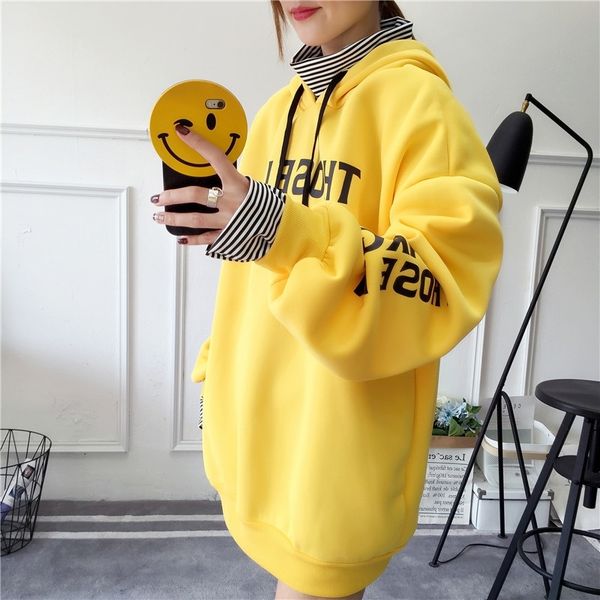 ftz91 2020 new korean style loose collar two-piece hooded high fake striped sweater velvet thickened letter sweater for women xnee4, Black
ftz91 2020 new korean style loose collar two-piece hooded high fake striped sweater velvet thickened letter sweater for women xnee4, Black