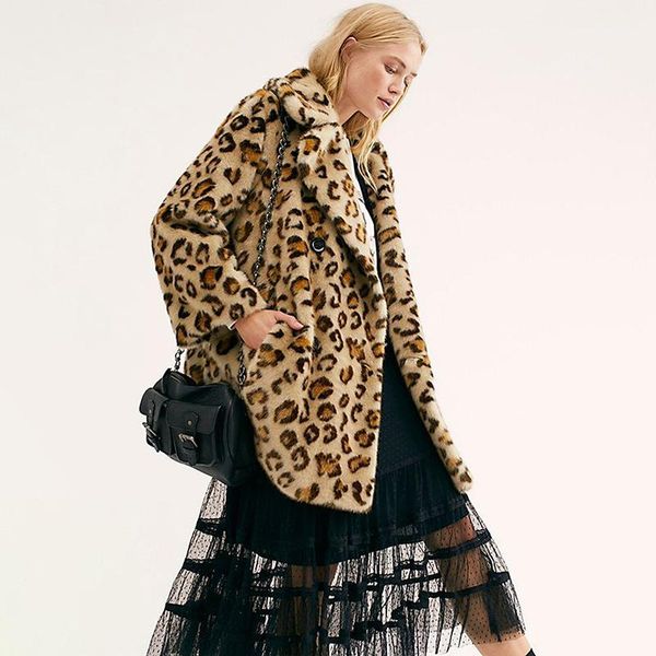 women's wool & blends winter coat women double face flannel leopard print lapel long sleeve pockets fashion women's wear1, Black
women's wool & blends winter coat women double face flannel leopard print lapel long sleeve pockets fashion women's wear1, Black