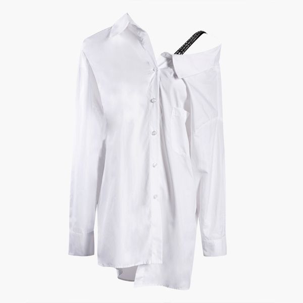 2020 unilateral new uneven shoulder straps on the female s927 shirt decoration gz28, White
2020 unilateral new uneven shoulder straps on the female s927 shirt decoration gz28, White