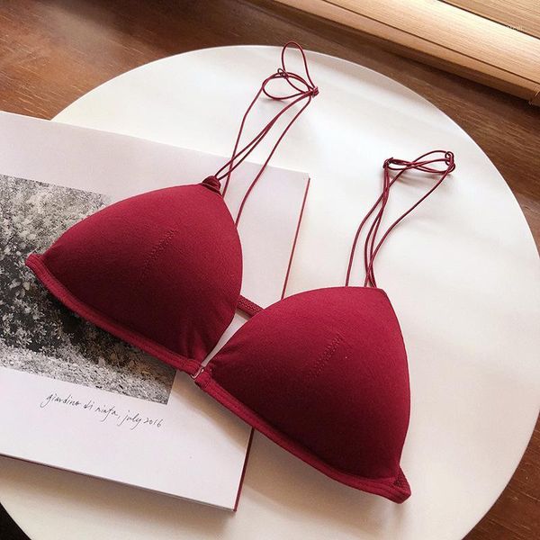 bras women's bra thin shoulder strap beauty back underwear french triangle cup girl bralette without steel ring sexy1, Red;black
bras women's bra thin shoulder strap beauty back underwear french triangle cup girl bralette without steel ring sexy1, Red;black