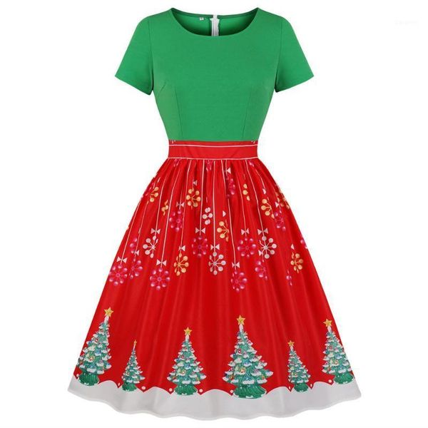 fashion color block red and green women christmas dress round neck short sleeves christmas tree retro dress new party vestidos1, Black;gray
fashion color block red and green women christmas dress round neck short sleeves christmas tree retro dress new party vestidos1, Black;gray