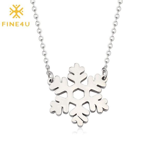 fine4u n456 stainless steel snowflake pendant necklace elegant snow winter jewelry gifts for women, Silver
fine4u n456 stainless steel snowflake pendant necklace elegant snow winter jewelry gifts for women, Silver