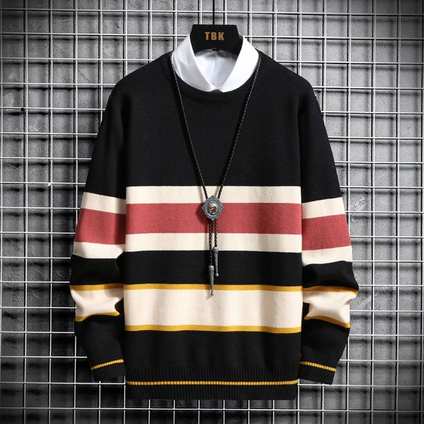 2021 new striped knit sweaters autumn winter sweater fashion long paragraph oversized jumpers men all-match clothing etwz, White;black
2021 new striped knit sweaters autumn winter sweater fashion long paragraph oversized jumpers men all-match clothing etwz, White;black