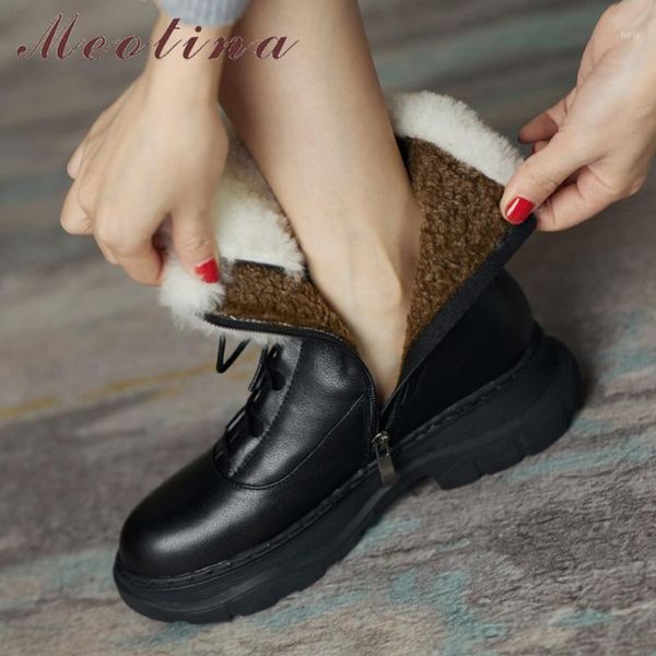 boots meotina snow woman real leather ankle zip flat platform short lace up round toe female shoes winter black 401
boots meotina snow woman real leather ankle zip flat platform short lace up round toe female shoes winter black 401