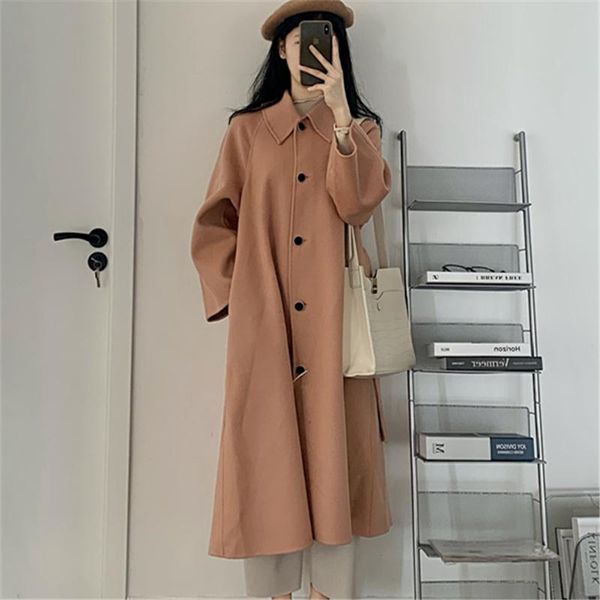 women 2021 winter jacket turn down collar long coat female thick warm woolen blends casual oversized overcoat y272, Black
women 2021 winter jacket turn down collar long coat female thick warm woolen blends casual oversized overcoat y272, Black