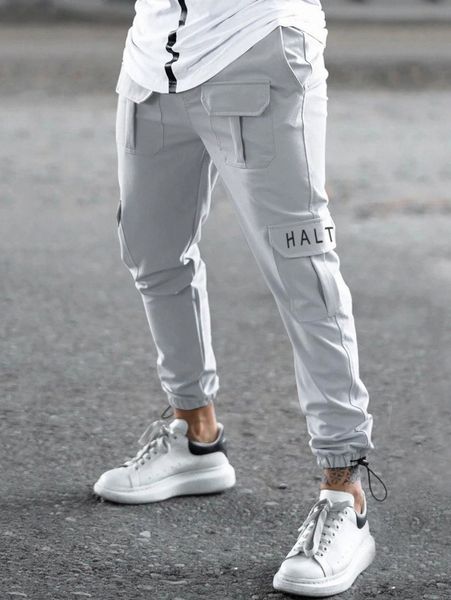 men flap pocket drawstring hem cargo pants i8lw#, Black