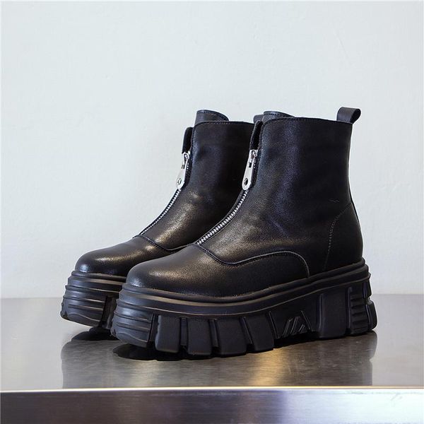 genuine leather front zipper women' ankle boots 2021 fashion style women spring platform boots ladies chunky shoes, Black
genuine leather front zipper women' ankle boots 2021 fashion style women spring platform boots ladies chunky shoes, Black