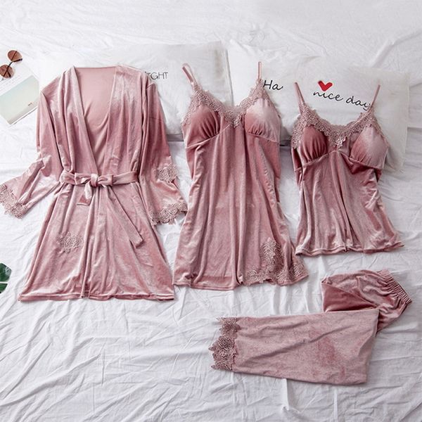 winter velvet pajamas set for women soft keep warm sleepwear pjs 4pcs full sleeve strap nightgown bath robe lingerie suit 201109, Black;red
winter velvet pajamas set for women soft keep warm sleepwear pjs 4pcs full sleeve strap nightgown bath robe lingerie suit 201109, Black;red