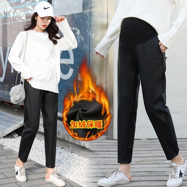 917# winter thick warm with velvet black pu maternity pants harem belly pants clothes for pregnant women pregnancy trousers, White
917# winter thick warm with velvet black pu maternity pants harem belly pants clothes for pregnant women pregnancy trousers, White