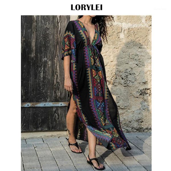 summer women beach wear plunging neck v back side split black indie folk kaftan dress tunic bathing suit cover up n6451, White;black
summer women beach wear plunging neck v back side split black indie folk kaftan dress tunic bathing suit cover up n6451, White;black