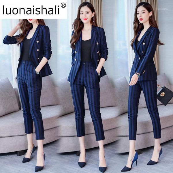 women irregular striped pant suits double-breasted blazer jacket and slim pencil pant 2 pieces set female wear to busi h0821, White
women irregular striped pant suits double-breasted blazer jacket and slim pencil pant 2 pieces set female wear to busi h0821, White