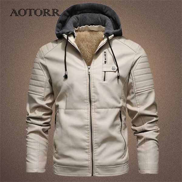 men's motorcycle jacket hooded autumn winter faux pu leather jackets men casual solid biker coat zipper fleece coats 211222, Black
men's motorcycle jacket hooded autumn winter faux pu leather jackets men casual solid biker coat zipper fleece coats 211222, Black